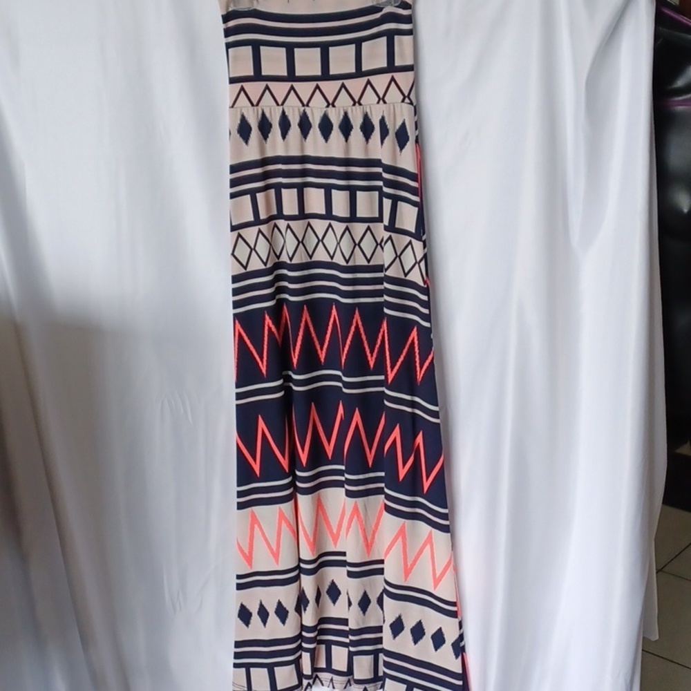 Filly Flair Maxi skirt, navy, cream, neon pink